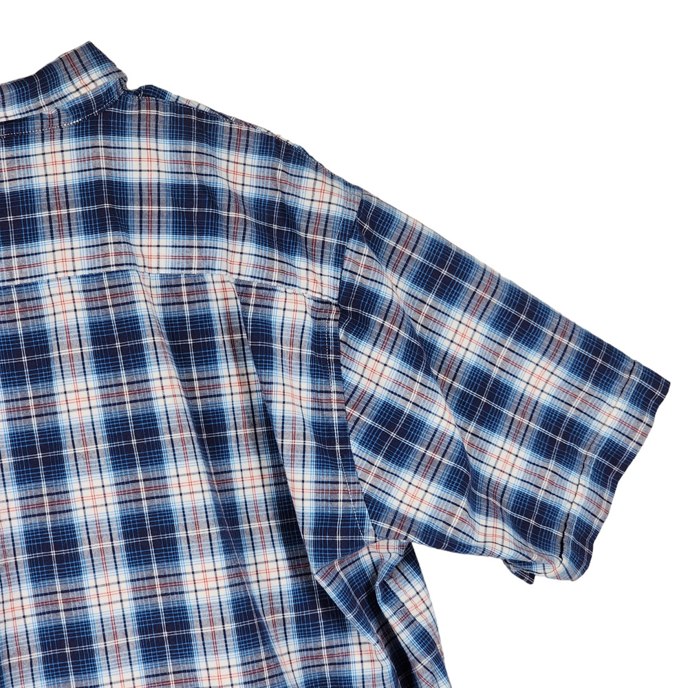 GAP Full Zip Shirt Jacket Shacket L Mens Plaid Blue White Red Cotton - Picture 8 of 13